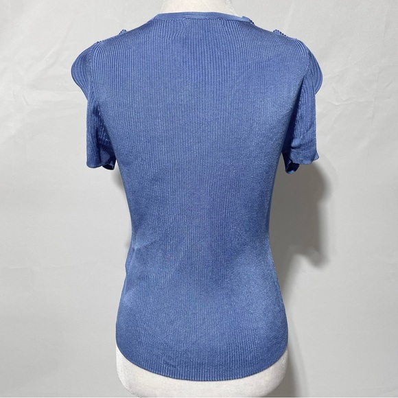 New Madewell Micro Rib Fitted Short Sleeve Sweater Tee NQ337 Celeste Blue XS - Picture 11 of 16
